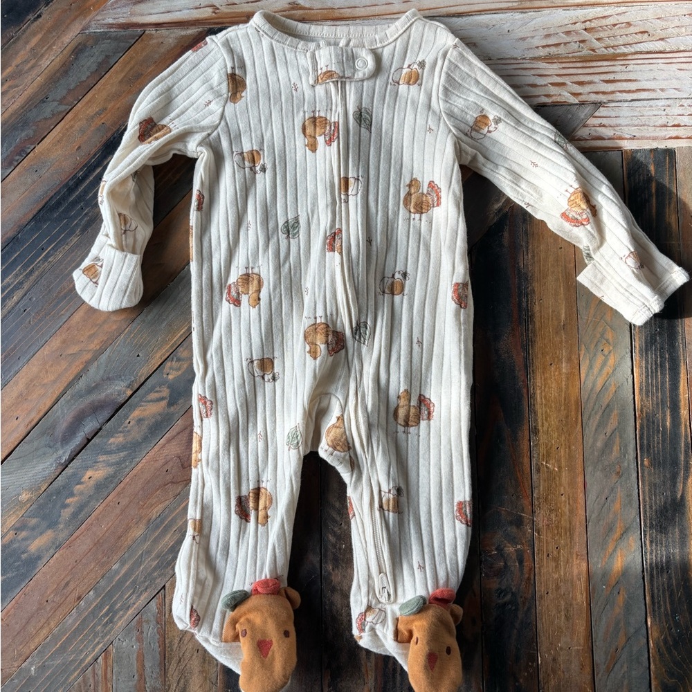 🔹Carters just one you turkey footie pajamas